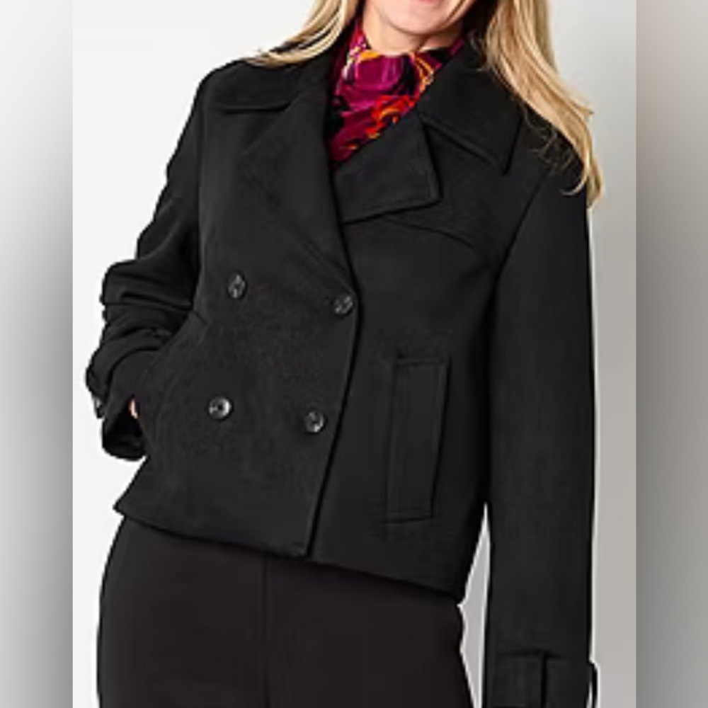 Liz Claiborne Midweight Cropped Faux Suede Jacket